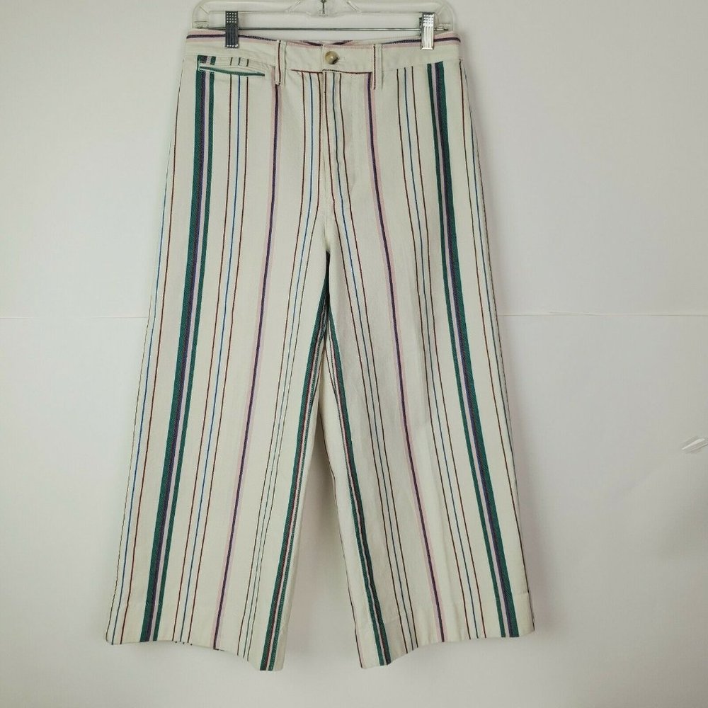 Madewell White Striped Wide Leg CROP Jeans 29